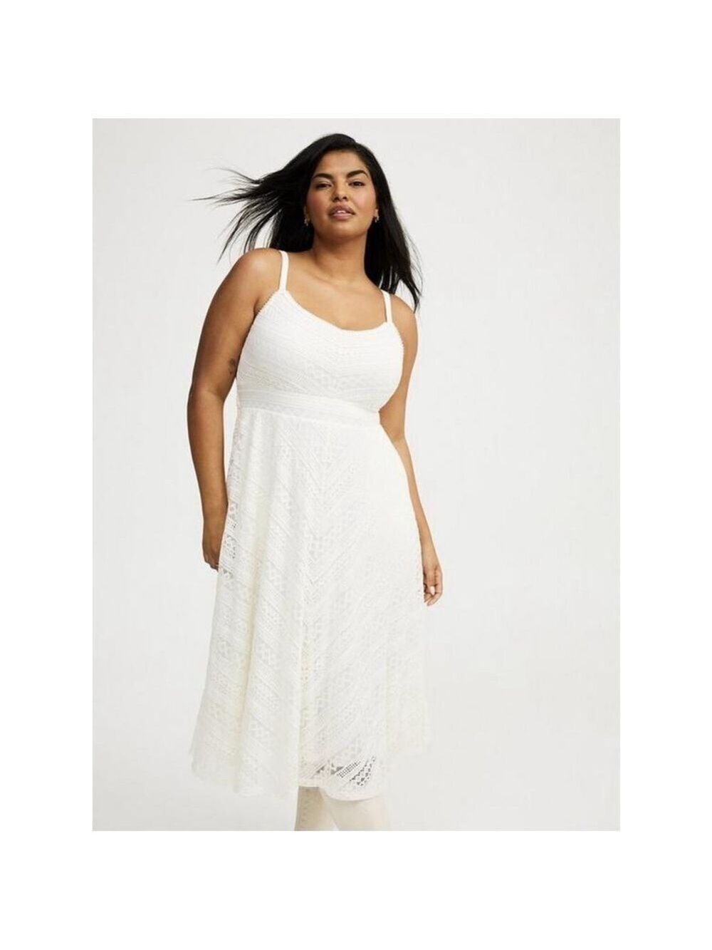 Torrid White Lace Midi Dress Plus Size 0X Fit & Flare Skater Bridal Cottagecore